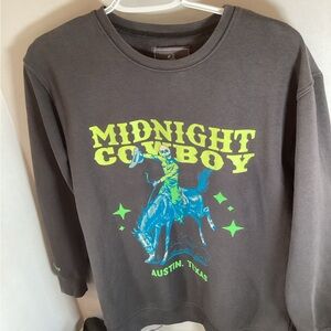 Midnight Cowboy Austin Texas Graphic Crewneck Sweater - Black Size XS,